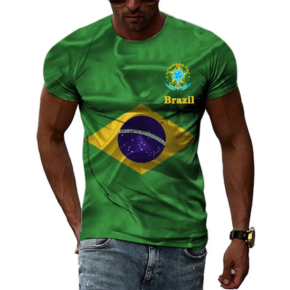 Brazilian Flag 3D Print T-shirts Summer Men Woman Short Sleeve Casual Tees Fashion Streetwear Harajuku T Shirt Kid Tops Clothing - Empire P.E