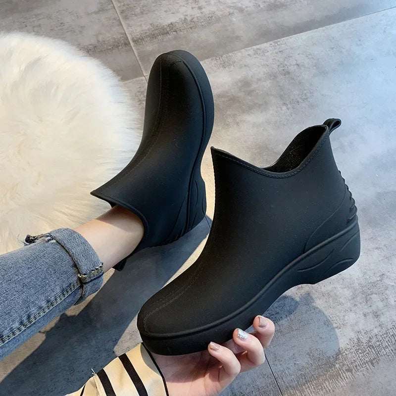 Fashion Waterproof Rain Shoes for Women Platform Ankle Rain Boots - Empire P.E