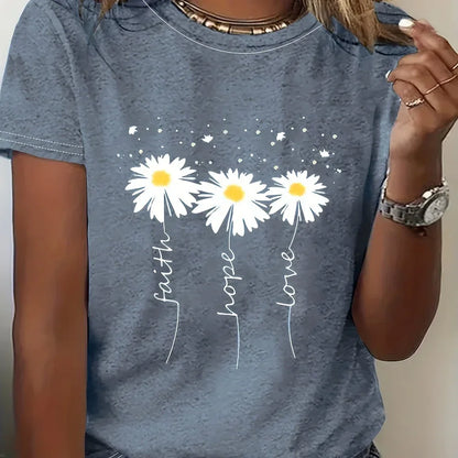 2024 New Women's Flower Print Party T-shirt