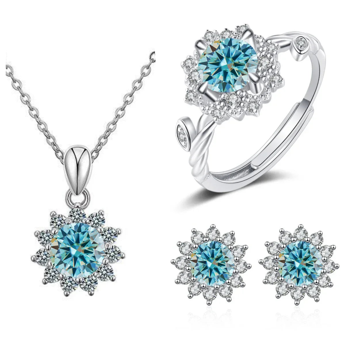 4CTW Moissanite Jewelry Set 925 Sterling Silver - Empire P.E
