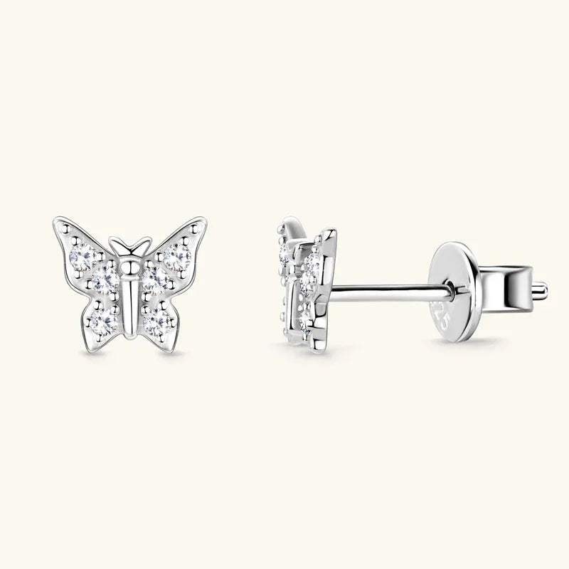925 Sterling Silver Moissanite Butterfly Earrings - Empire P.E