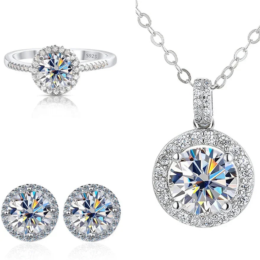 Real Round 6.5mm Moissanite Jewelry Set 925 Sterling Silver - Empire P.E