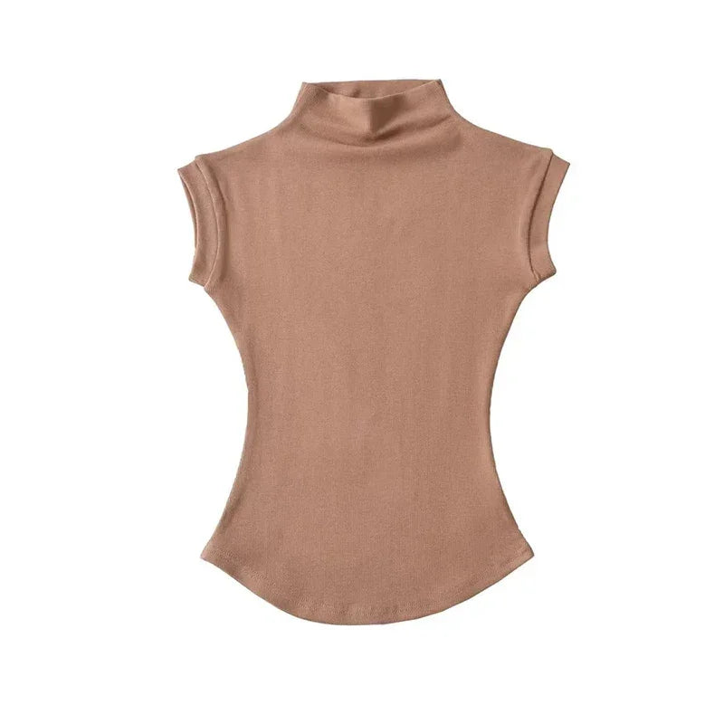 Women Summer Sexy Turtleneck Sleeveless T-Shirts - Empire P.E