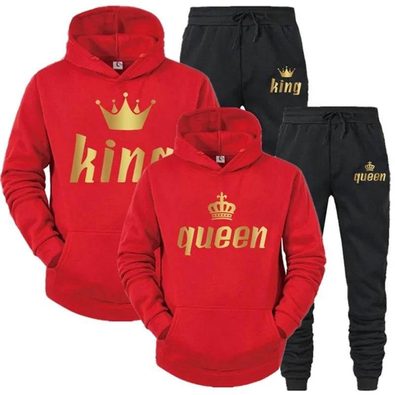 King And Queen Couple Outfit Hoodie and Jogger Pants High Quality Men Women Daily Casual Sport Jogging Suit King Queen Tracksuit - Empire P.E