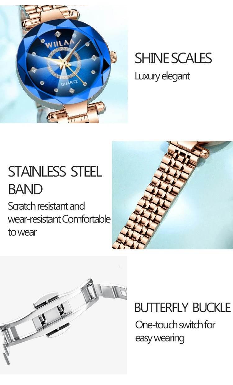 Women Bracelet Watches Stainless Steel Band Elegant Diamond Dial Ladies Wrist Watch For Crystal Exquisite Top Brand Luxury 2025 - Empire P.E