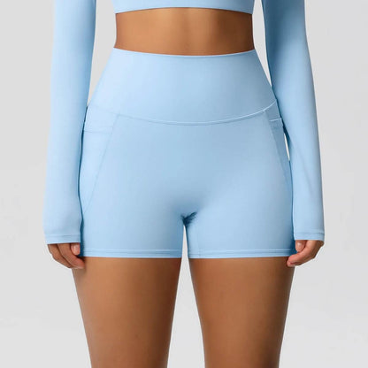 Women Sports Short With PocketedYoga Legging Shorts Squat Proof High Waist Fitness Tight Shorts Quick Drying Cycling Workout Gym - Empire P.E