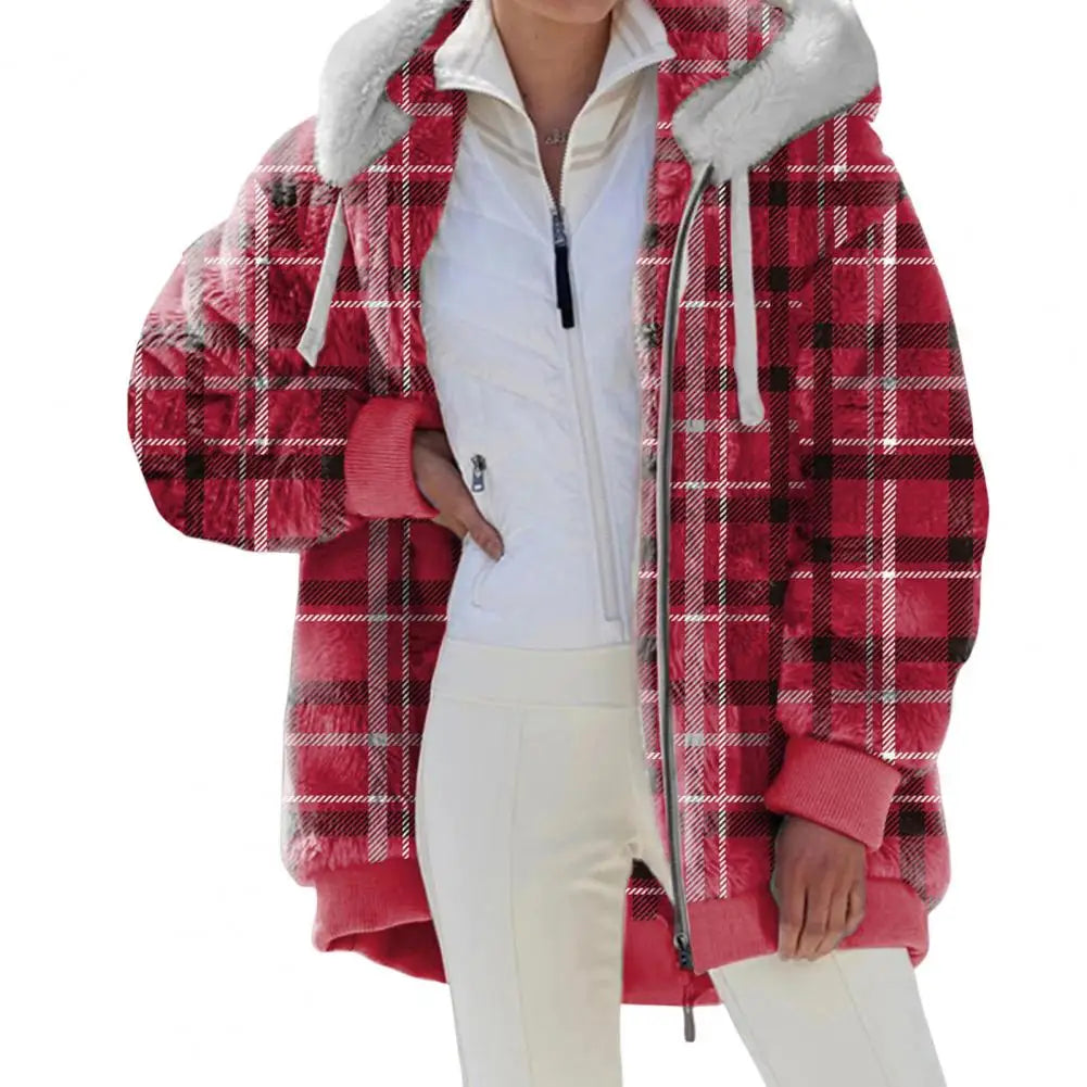 Women Winter Coat Solid Color Long Sleeves Zipper