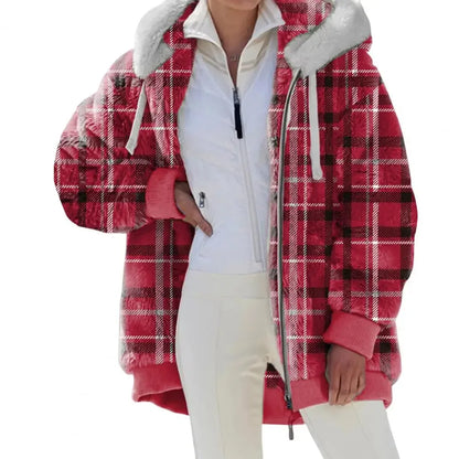 Women Winter Coat Solid Color Long Sleeves Zipper