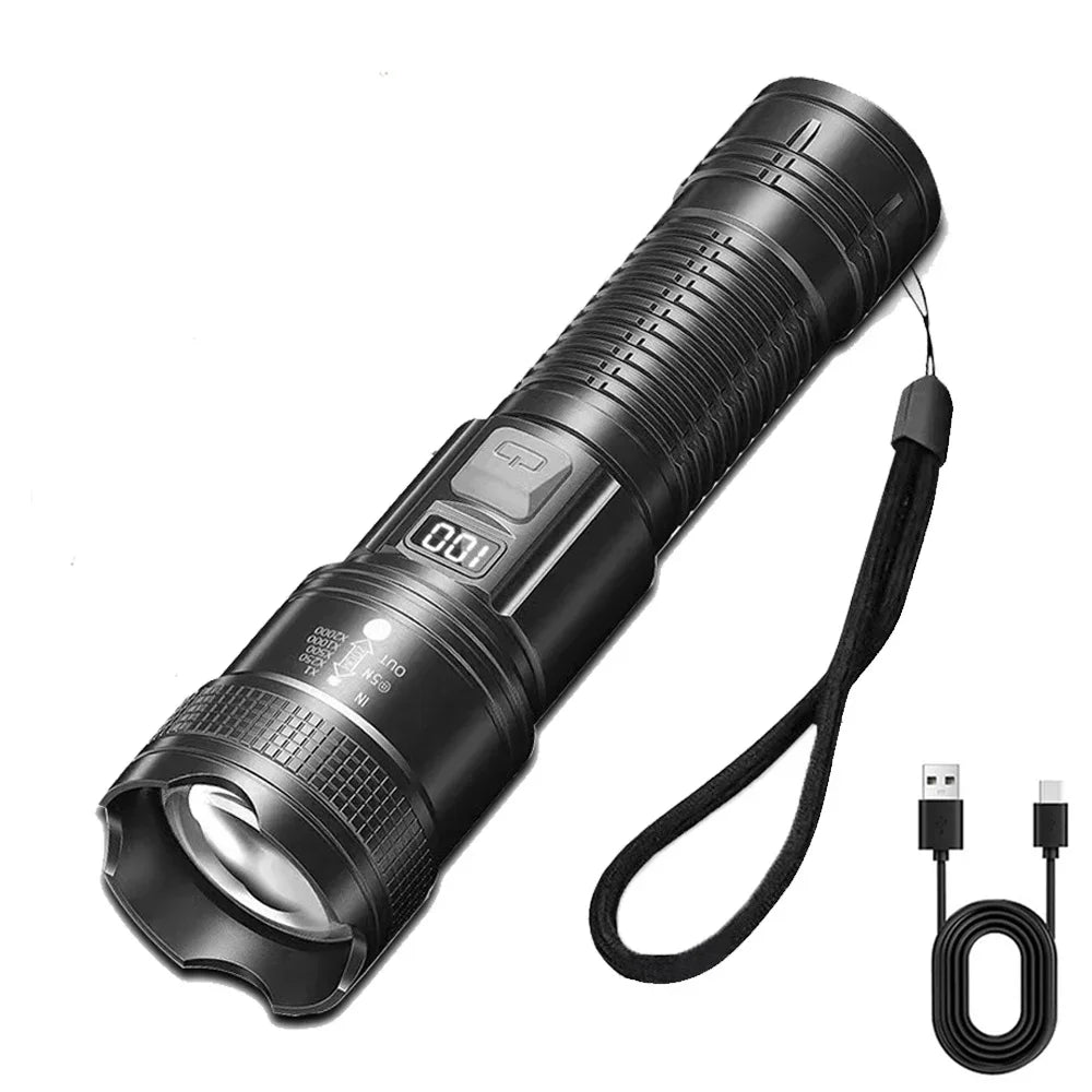 Super Bright Flashlight USB Rechargeable LED Long Range Tactical Torch