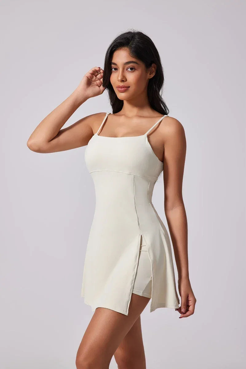 QINACTIVE Women's sports beautiful back dress Removable chest cushion cushion breathable outdoor yoga tennis skirt - Empire P.E