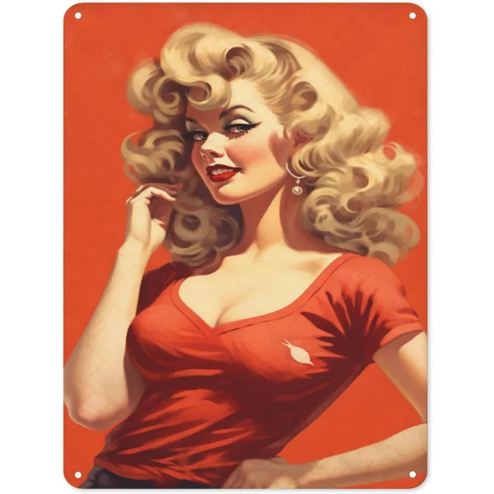 Vintage Metal Tin Signs Pinup Girls Wall Decor