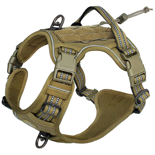 Tactical Dog Harness, No Pull Dog Harness, Adjustable Breathable MOLLE Dog Vest Harness for Medium Large Dog Reflective Military - Empire P.E