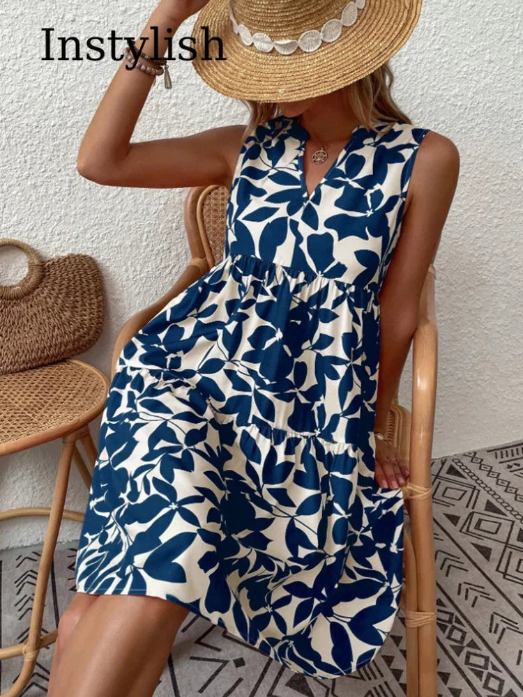 Women Boho Print Mini Dress Summer Elegant - Empire P.E