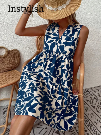 Women Boho Print Mini Dress Summer Elegant - Empire P.E