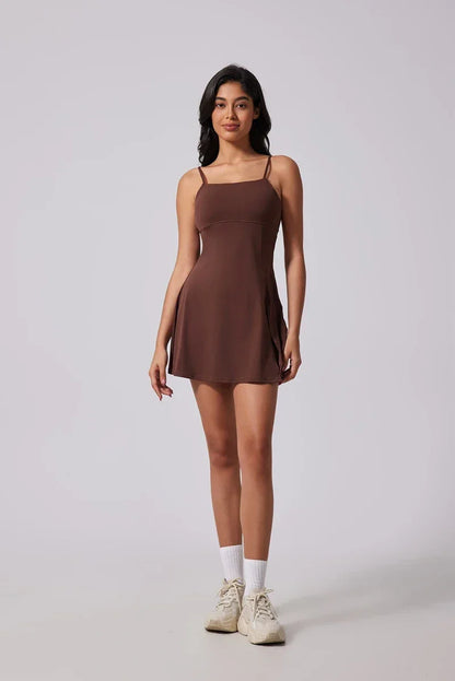 QINACTIVE Women's sports beautiful back dress Removable chest cushion cushion breathable outdoor yoga tennis skirt - Empire P.E