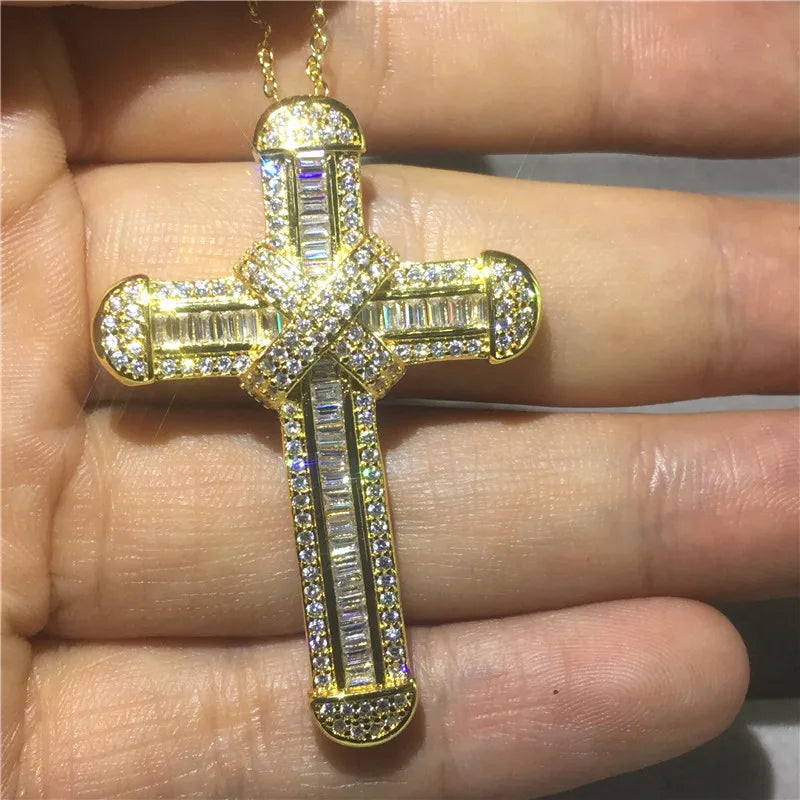 Luxury 925 Sterling Silver Cross Pendant Necklace