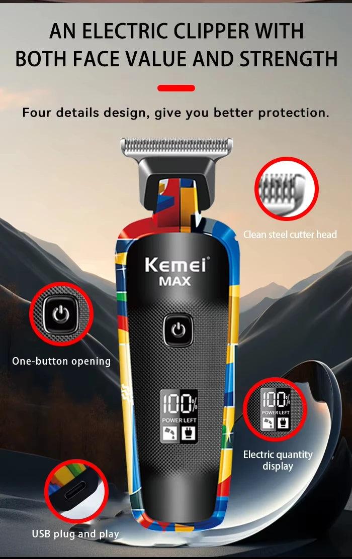Kemei Rechargeable Graffiti Pattern Electric Hair Clipper Professional - Empire P.E