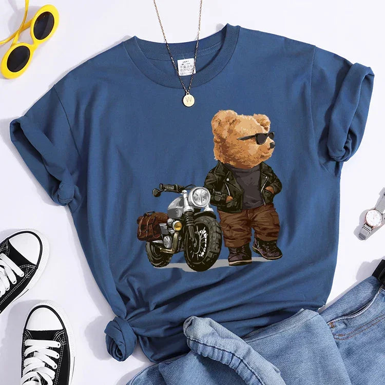 Motorcycle Teddy Bear Wearing Sunglasses Tshirt - Empire P.E