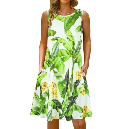 S-5Xl Colorful Printed O Neck Long Dress - Empire P.E