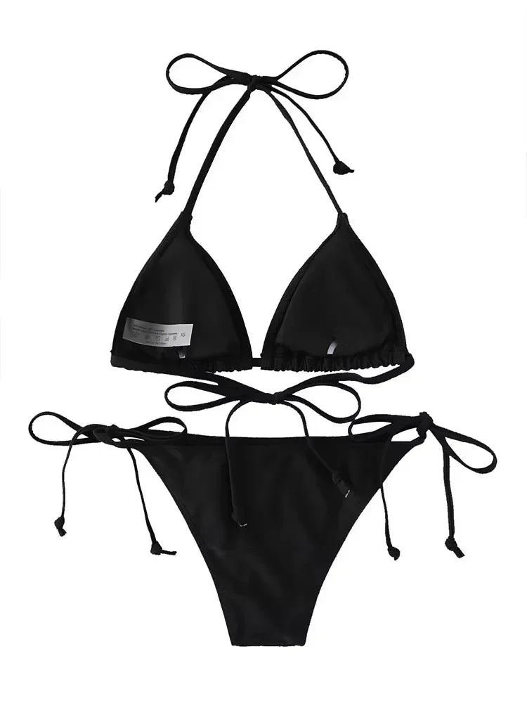 Women Thong Bikini Set Side Lace-up Sexy Swimsuit - Empire P.E