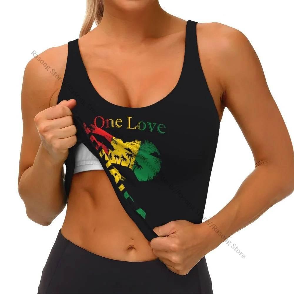 Sports Bra Women Running Yoga Clothes Vest Jamaica Kingdom Flag Gathering Fitness Vest - Empire P.E