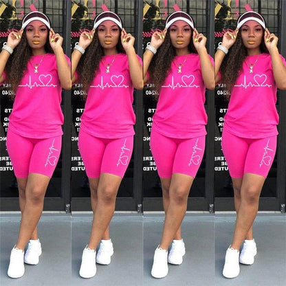 Summer Women Two Piece Set Sportswear T-Shirts and Shorts Ladies Casual O-Neck Pullover Short Sleeve - Empire P.E