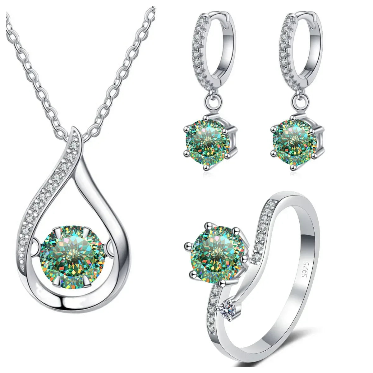 Real 925 Silver Moissanite Jewelry Set - Empire P.E