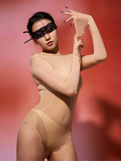 Sexy Women Oil Glossy Shiny High Cut Bodysuit - Empire P.E