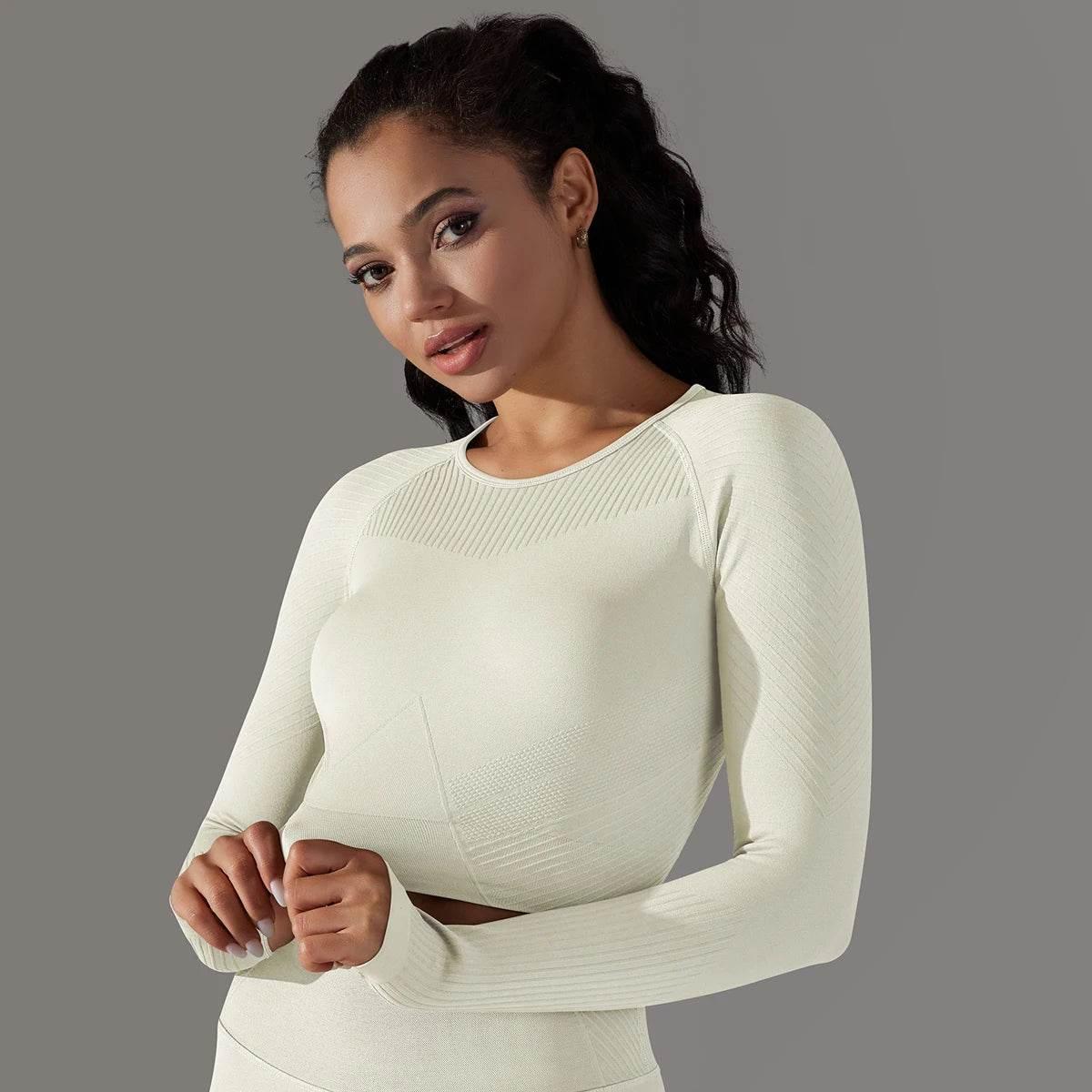 Women Yoga Set Seamless Gym Sportswear Long Seelves High Waist Leggings Sports Clothing Set Fitness Bra Vest Shorts Tracksuit - Empire P.E