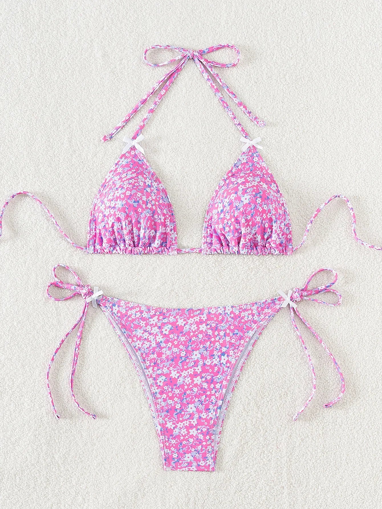 2026 new European and American triangle cup printed sexy bikini split swimsuit
