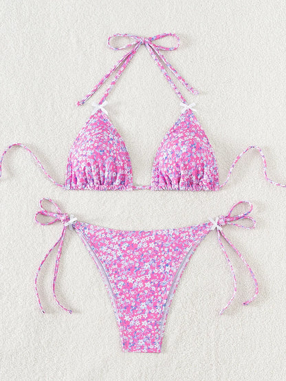 2026 new European and American triangle cup printed sexy bikini split swimsuit