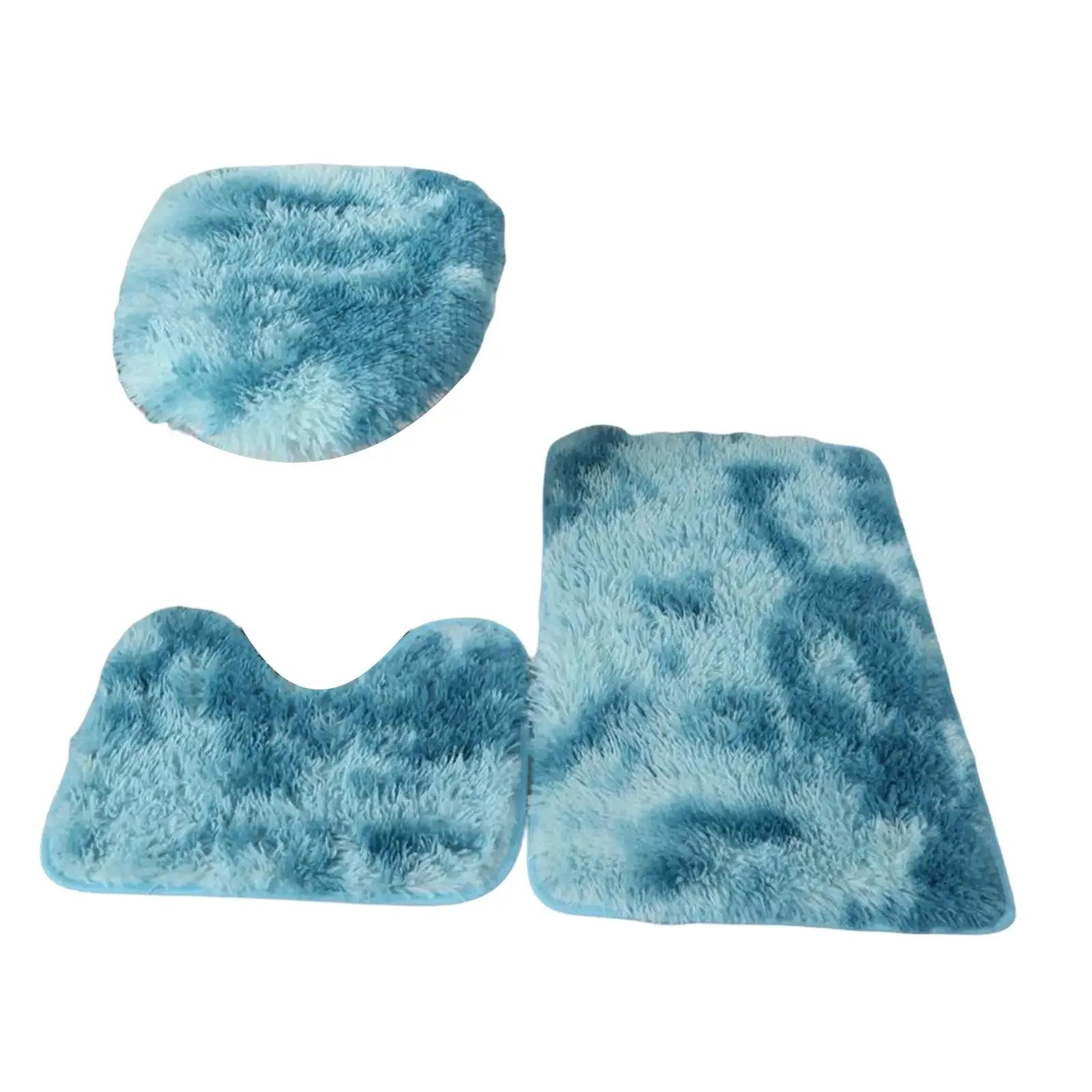3x Bath Mats Set for Bathroom with Toilet Lid Cover Absorbent Suit - Empire P.E