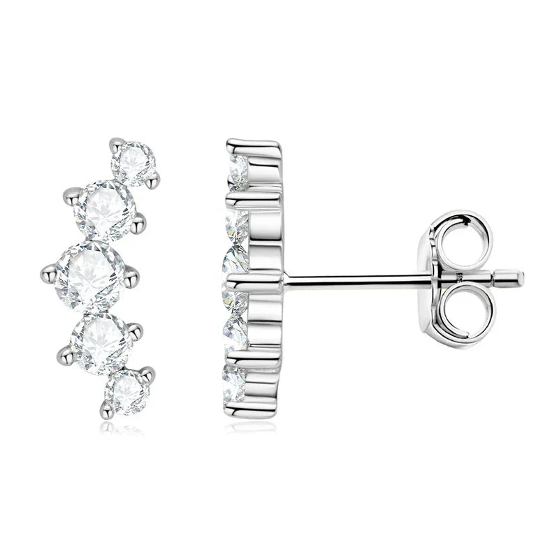 D Color Moissanite Jewelry Yellow Gold Plated Ear Crawler Earrings for Women - Empire P.E