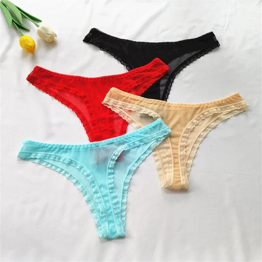3pcs/set Transparent Thong Panties Sexy Lace G-string - Empire P.E