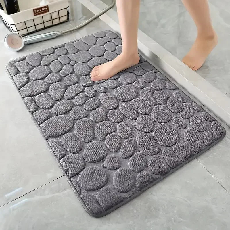 3D Non Slip Bathroom Mat Cobblestone Embossed - Empire P.E