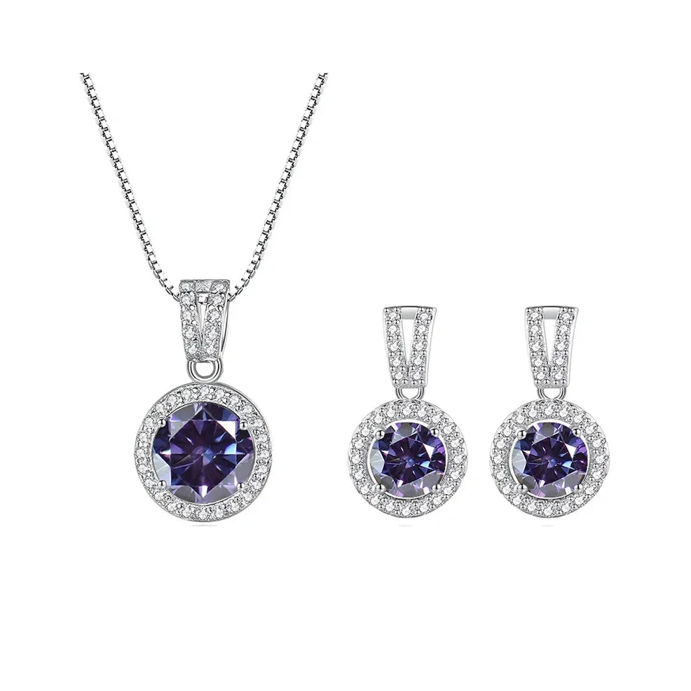 2ct total Moissanite Jewelry Set Sterling Silver 925 Necklace Earrings - Empire P.E