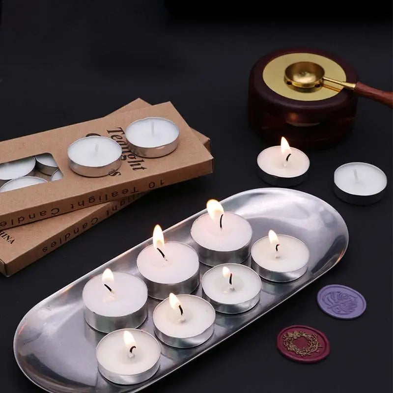 Box of 10 Scentless Smokeless Tealight Candles with 2.5 Hours of Extended Burn Time