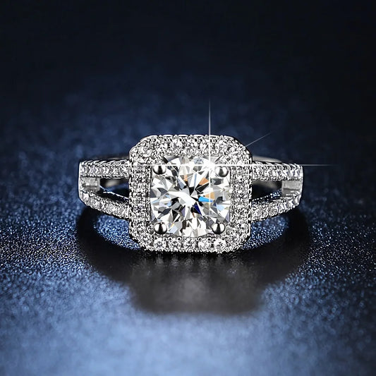 Hot 925 Sterling Silver beautiful Crystal square Rings