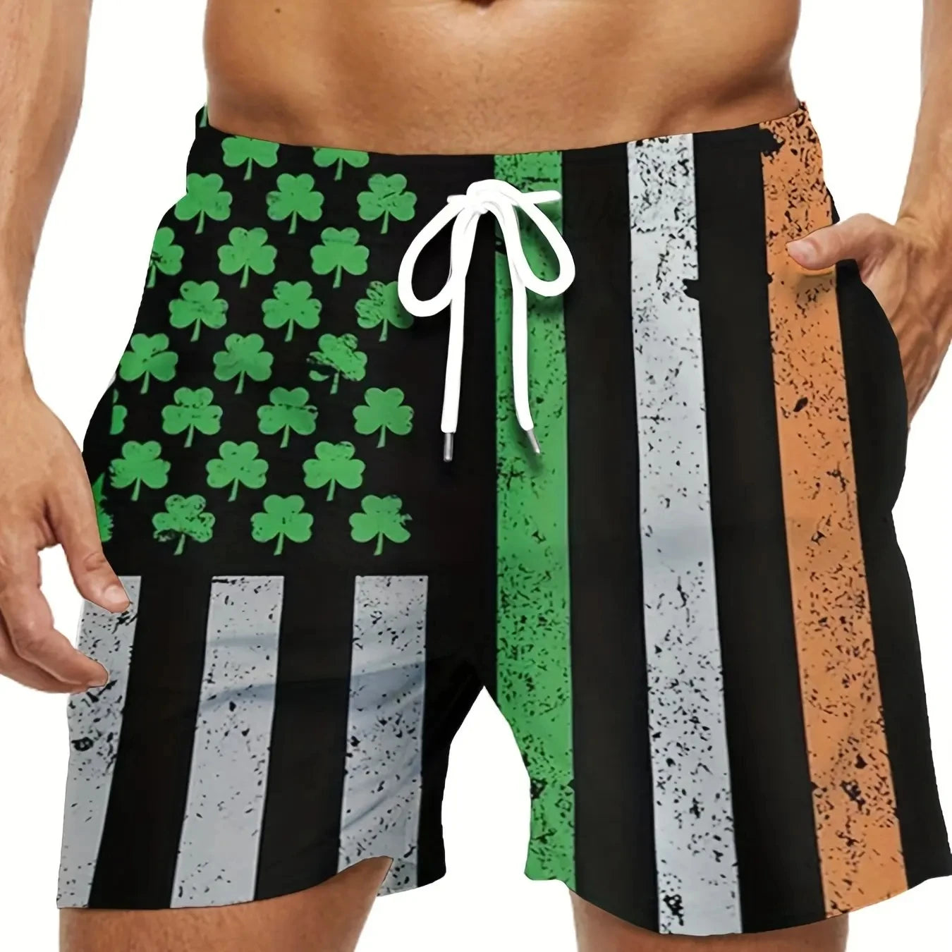 American Flag Print Swimwear Shorts