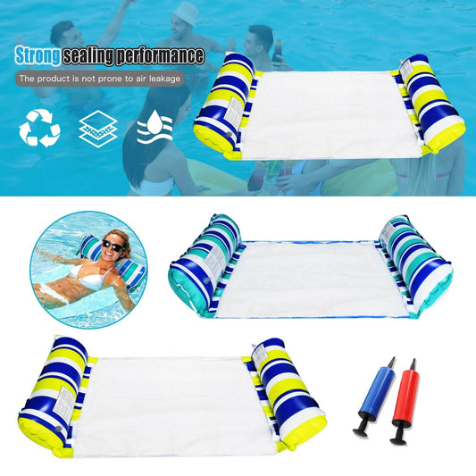 2 Pack Inflatable Floating Hammock, 4 in 1 Adult Pool Float, Inflatable Pool Mattress, with 2 Manual Air Pump, for Beach Party - Empire P.E