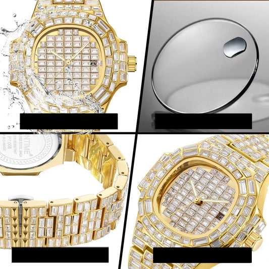 Luxury Men Square Diamond Wristwatch - Empire P.E