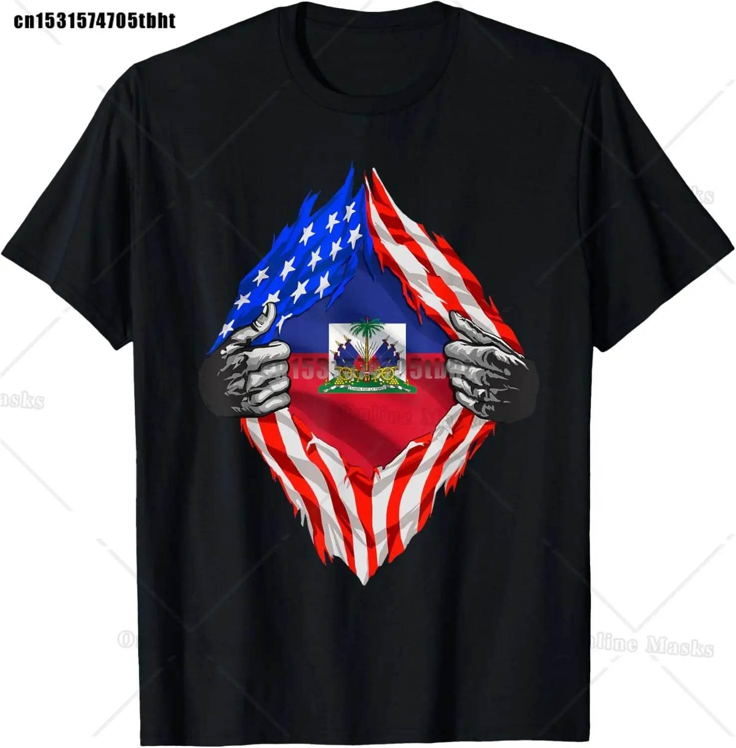 Haitian Coat of Arms Haiti Emblem Symbol Vintage T Shirts Cotton Streetwear Short Sleeve Birthday Gifts Summer Mens Clothing - Empire P.E