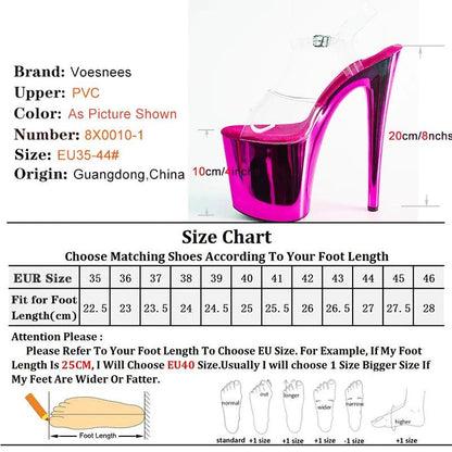 8 Inches Women Shine Electroplated Pole Dance Shoes - Empire P.E