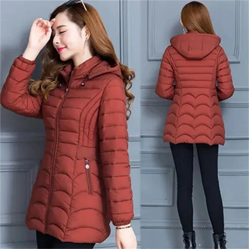 Women's 2024 Slim Down Cotton Hooded Jacket - Empire P.E