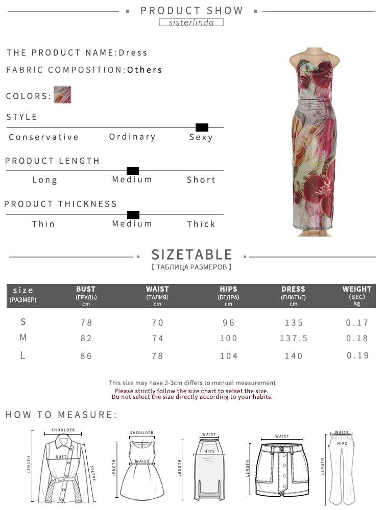 Sisterlinda Autumn Release Junior Ankle-Length Sexy High Street Dress K24D57158Girl Printing Slim Cleavage Backless Fashion Robe - Empire P.E