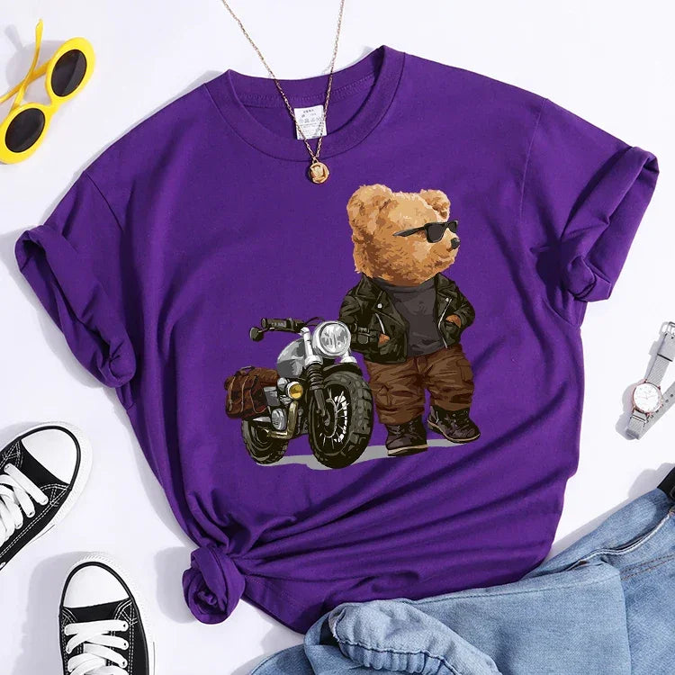 Motorcycle Teddy Bear Wearing Sunglasses Tshirt - Empire P.E