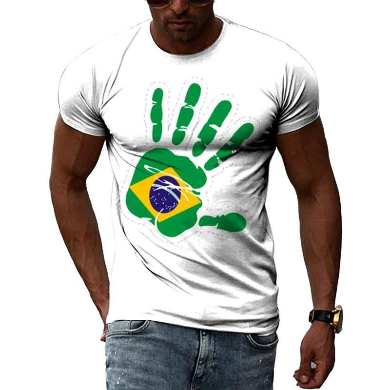 Brazilian Flag 3D Print T-shirts Summer Men Woman Short Sleeve Casual Tees Fashion Streetwear Harajuku T Shirt Kid Tops Clothing - Empire P.E