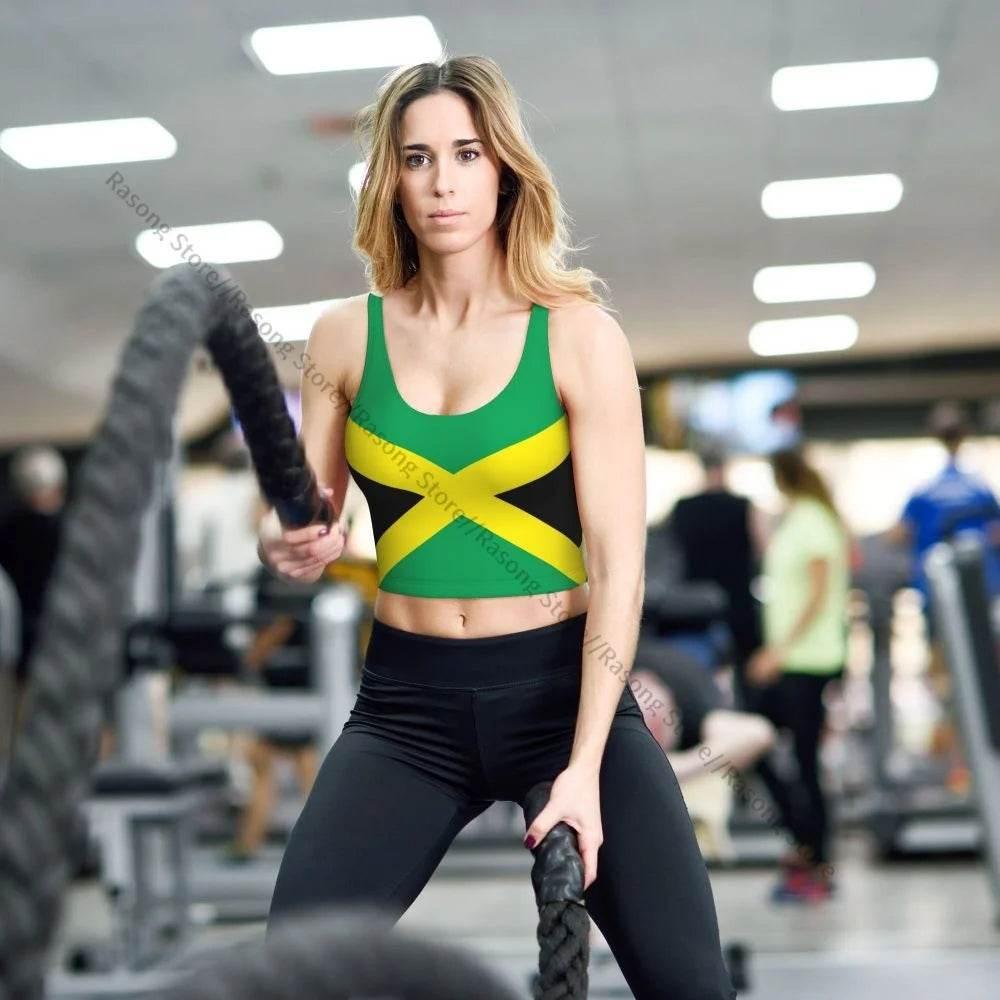 Sports Bra Women Running Yoga Clothes Vest Jamaica Kingdom Flag Gathering Fitness Vest - Empire P.E
