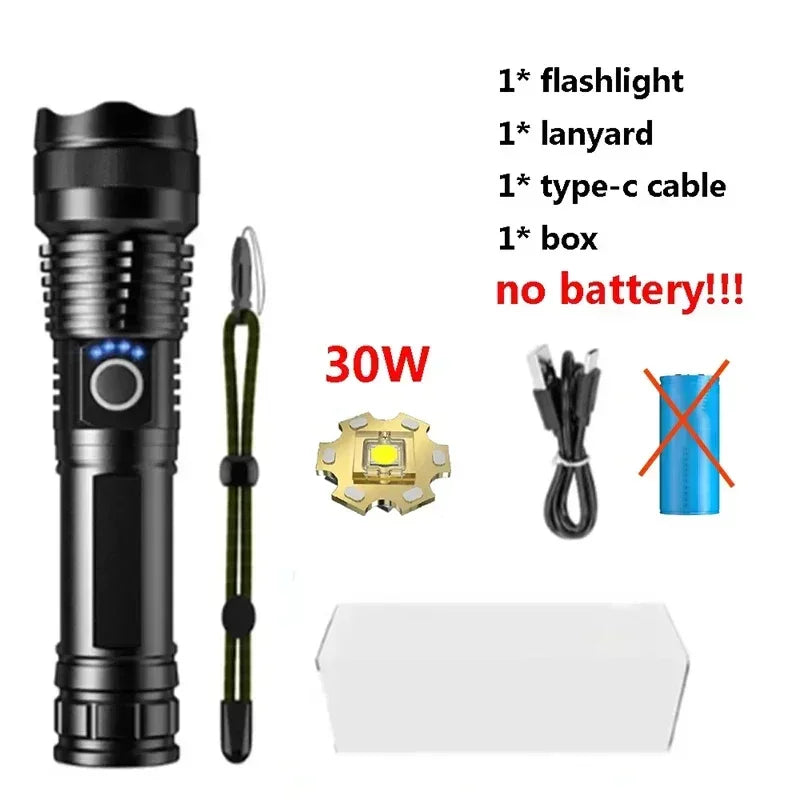 Aluminum Alloy Glare Flashlight 26650/18650 USB Charging - Empire P.E