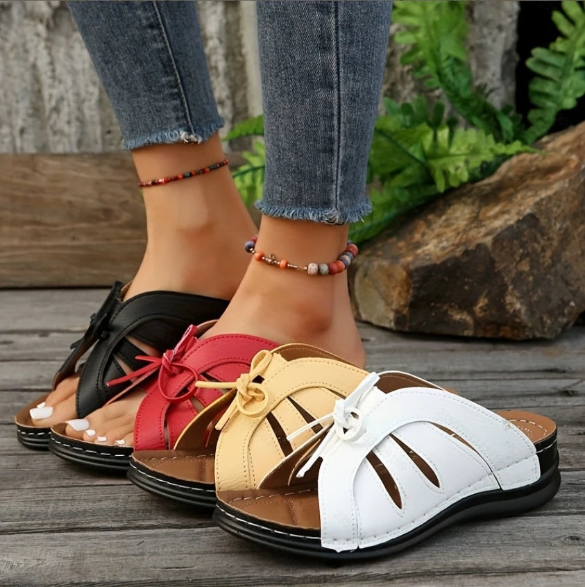 Women's solid color wedge sandals